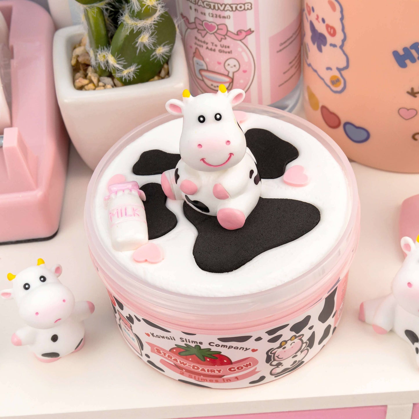 Kawaii Slime Co. Straw-Dairy Cow 2 Slimes in 1