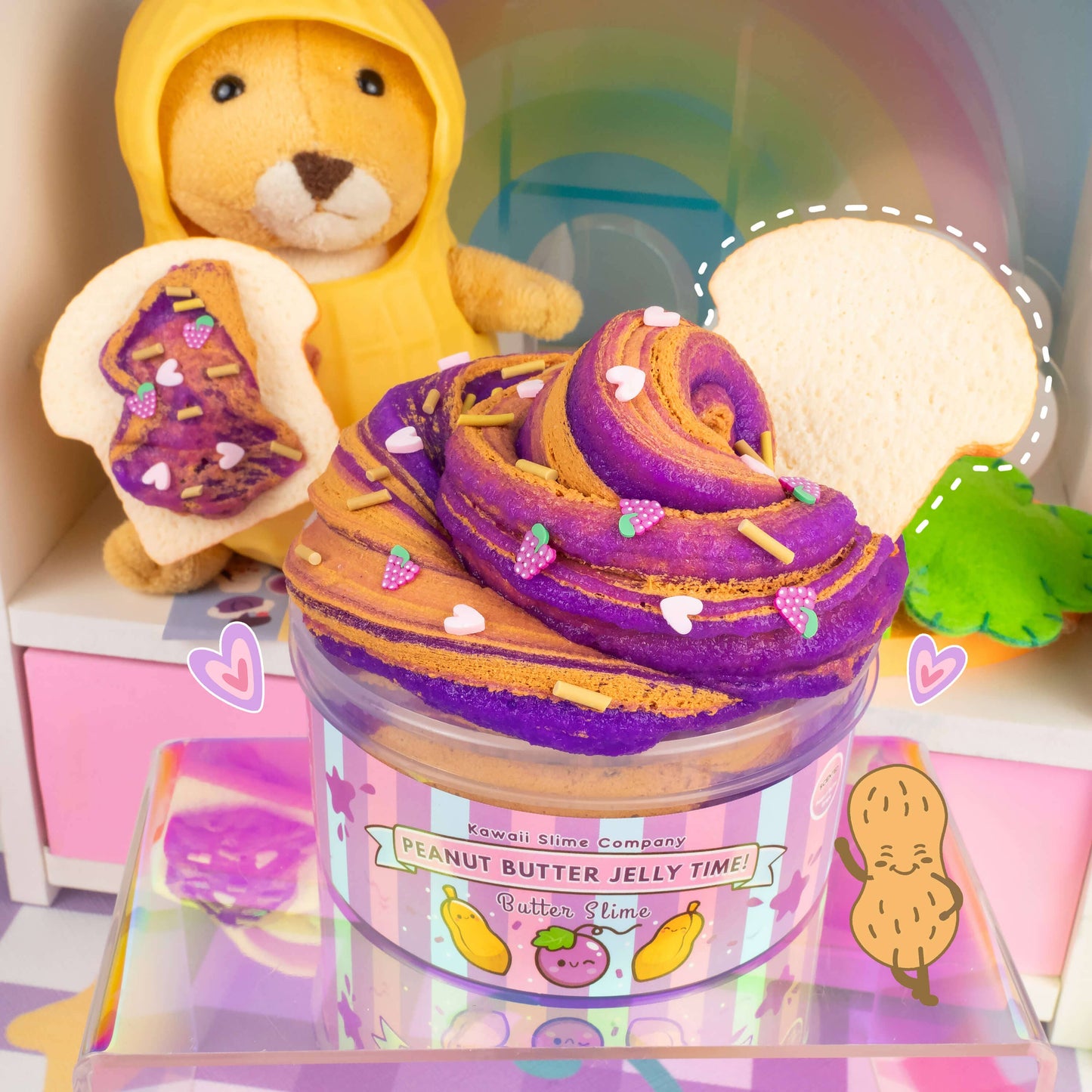 Kawaii Slime Co. Peanut Butter Jelly Time Grape 2 Slimes In 1