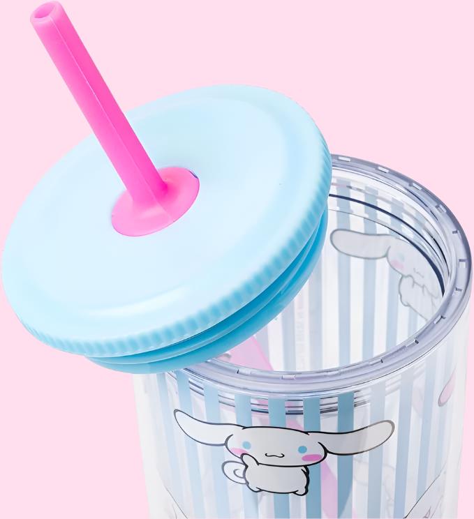 Cinnamoroll Stripe 20oz Spill-Resistant Plastic Tumbler