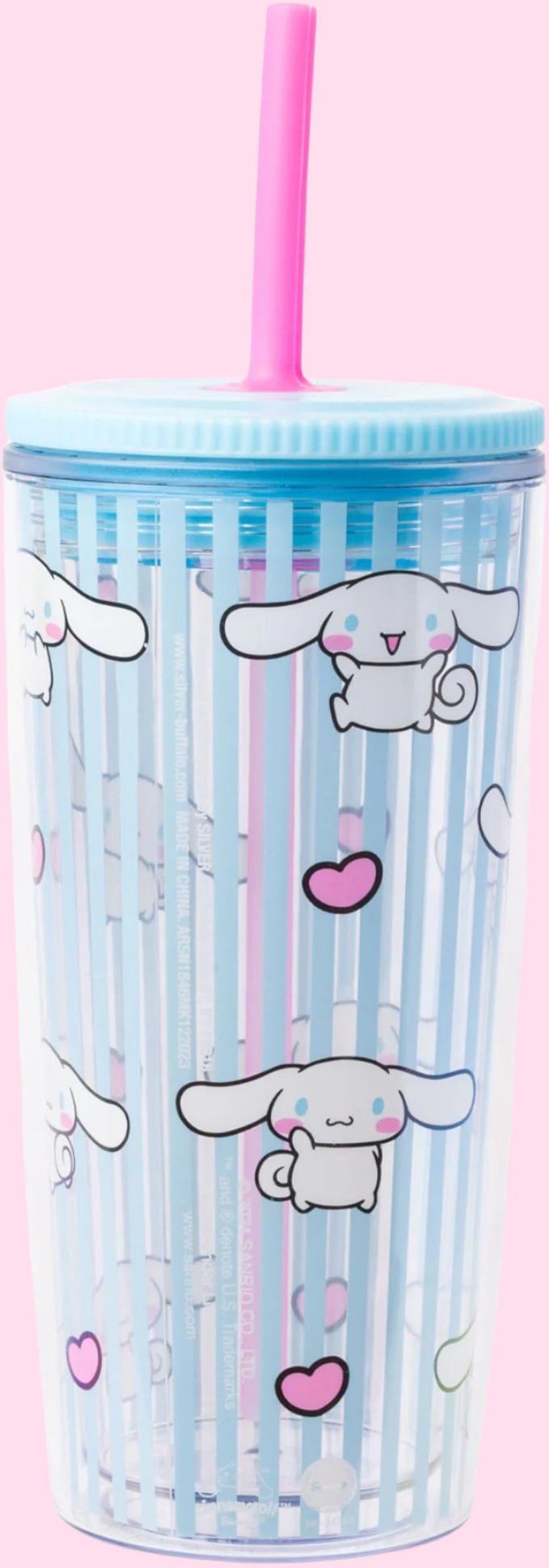 Cinnamoroll Stripe 20oz Spill-Resistant Plastic Tumbler