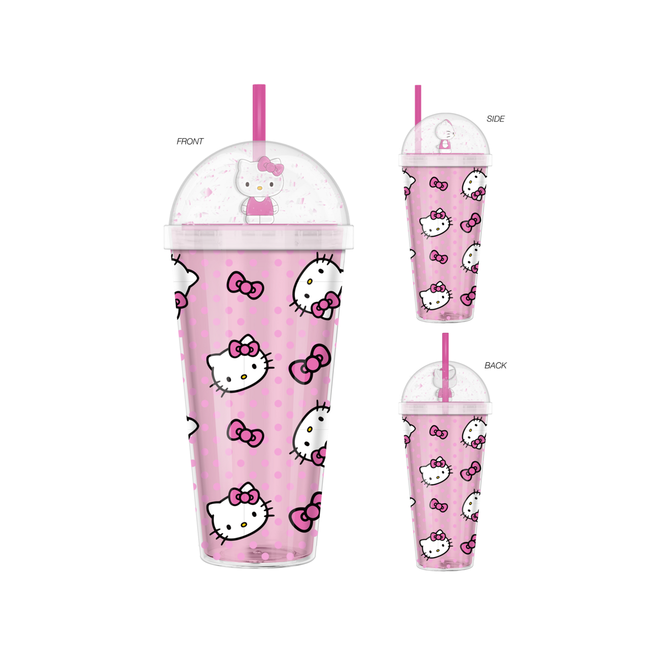 Hello Kitty Tossed Face Bows & Dots 24oz Dome Top Tumbler