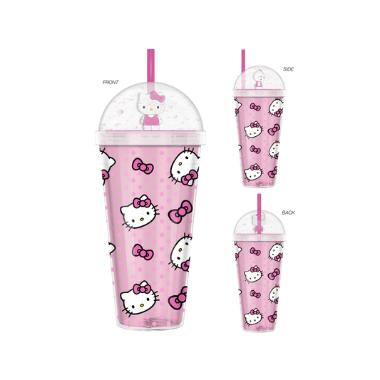 Hello Kitty Tossed Face Bows & Dots 24oz Dome Top Tumbler