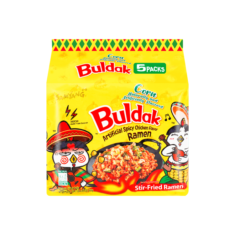 Samyang Buldak 5 Pack Corn Hot Chicken Ramen Flavor