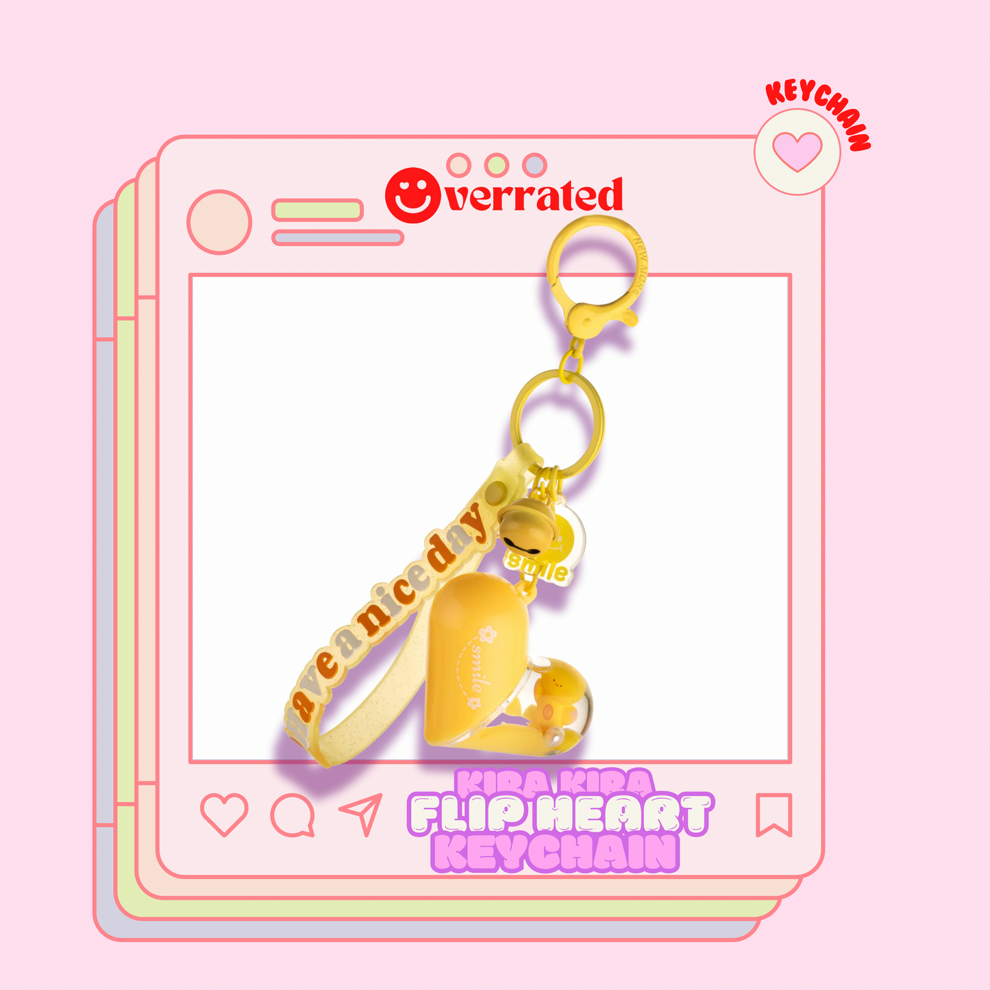 KIRA KIRA Yellow Heart Flip Liquid Effect Sensory Keychain💛