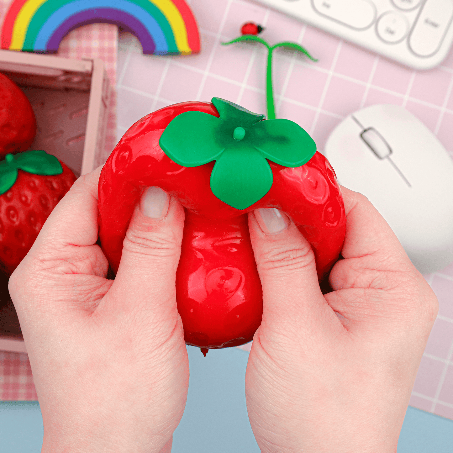 Kawaii Vegetable Market Strawberry Scented Fluffy Slime Filled Stretchy Pull Squishy Toy