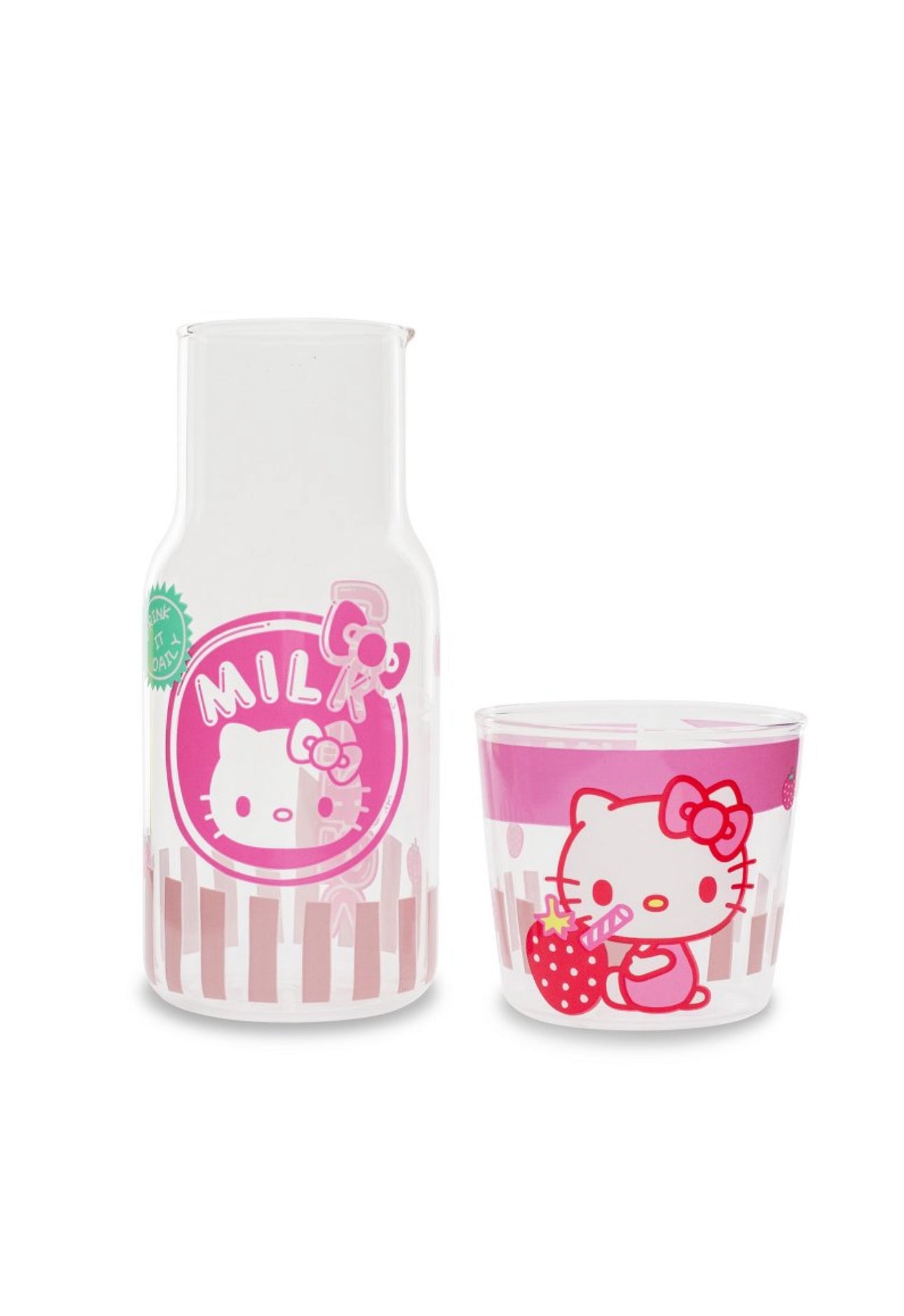 Hello Kitty Tokyo 18oz. Kawaii Glass Water Pitcher with Cup