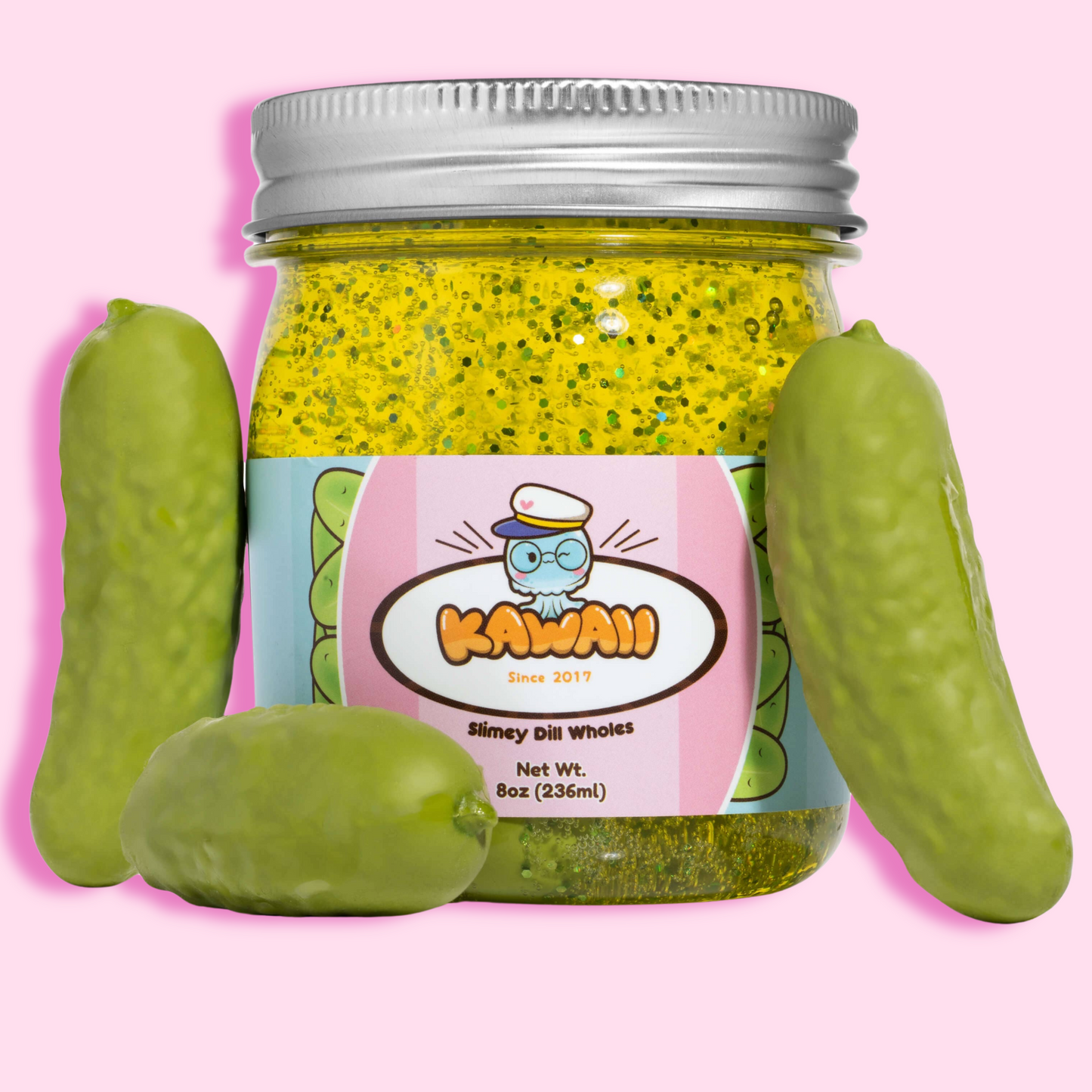 Grandma’s Famous Homemade Kawaii Shimmery Pickle Clear Slime