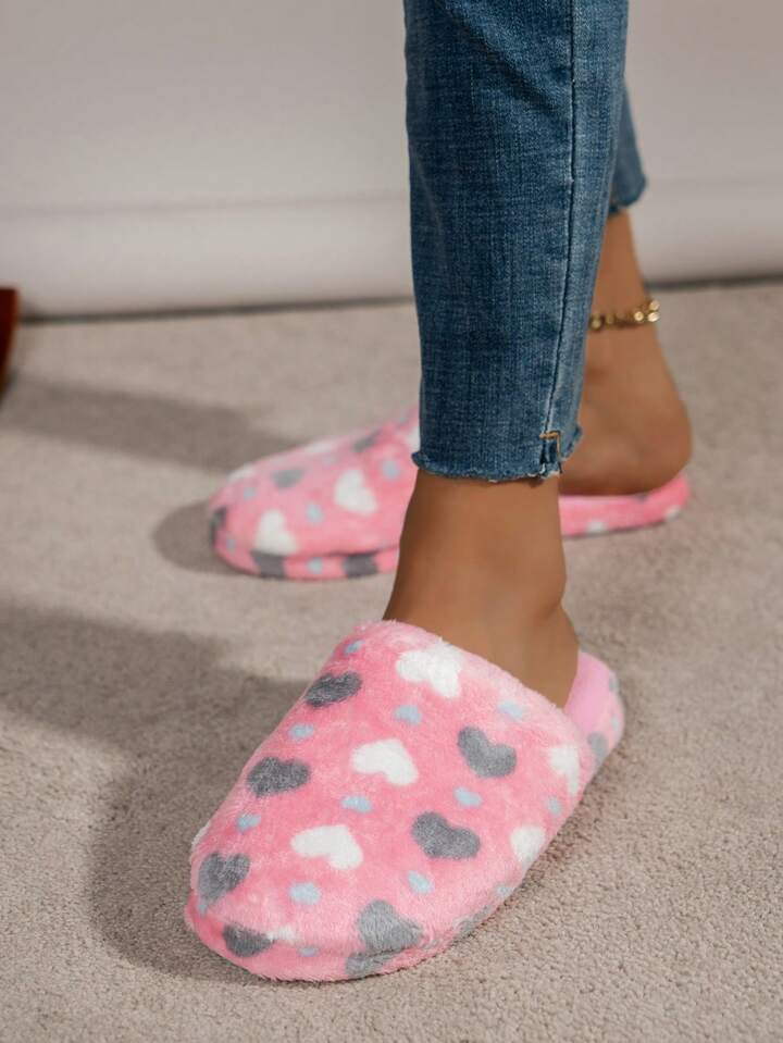 Pastel Hearts Sherpa Fleece Foam Slipper Slides