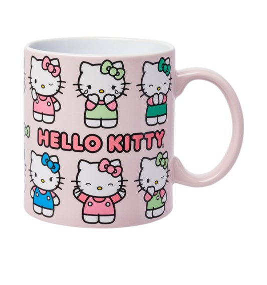 Hello Kitty Multi Pose Pastel Logo Glitter  20oz Ceramic Mug