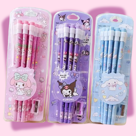 Sanrio 12 Pack Character Pencil Set with Sharpener