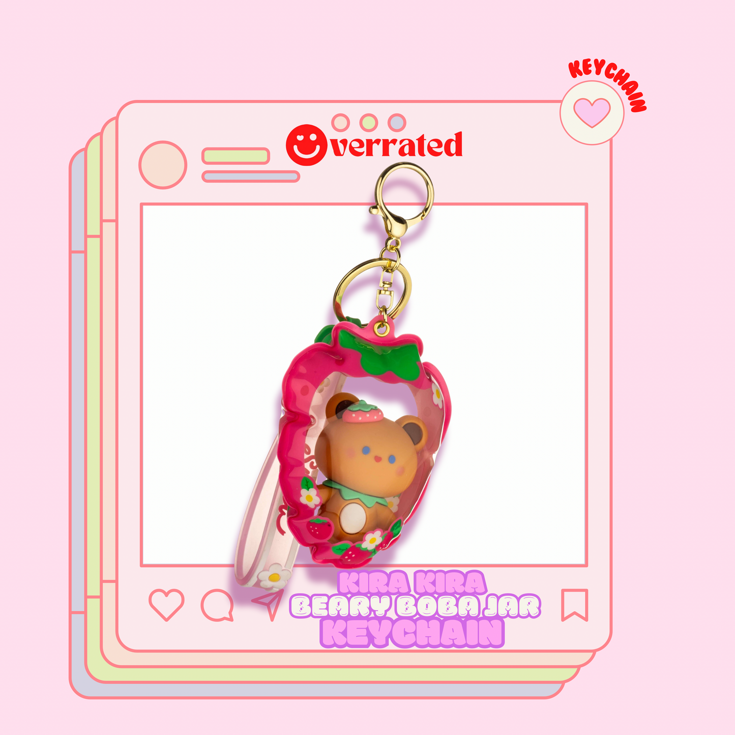 KIRA KIRA Strawberry Shaped Puffy Sensory Keychain in Straw-Beary🍓