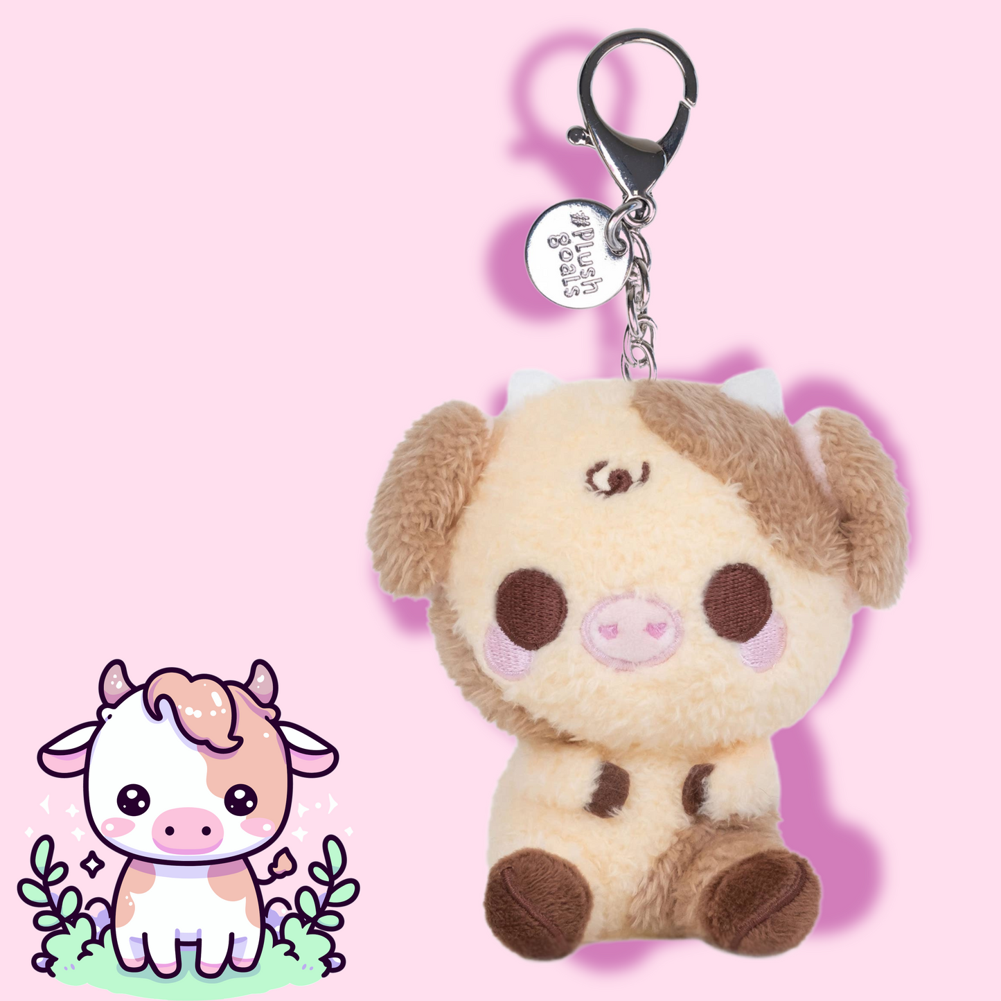 Cute Kawaii Soft Pastel Mini Moocha Keychain Cow Plush