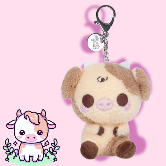 Cute Kawaii Soft Pastel Mini Moocha Keychain Cow Plush