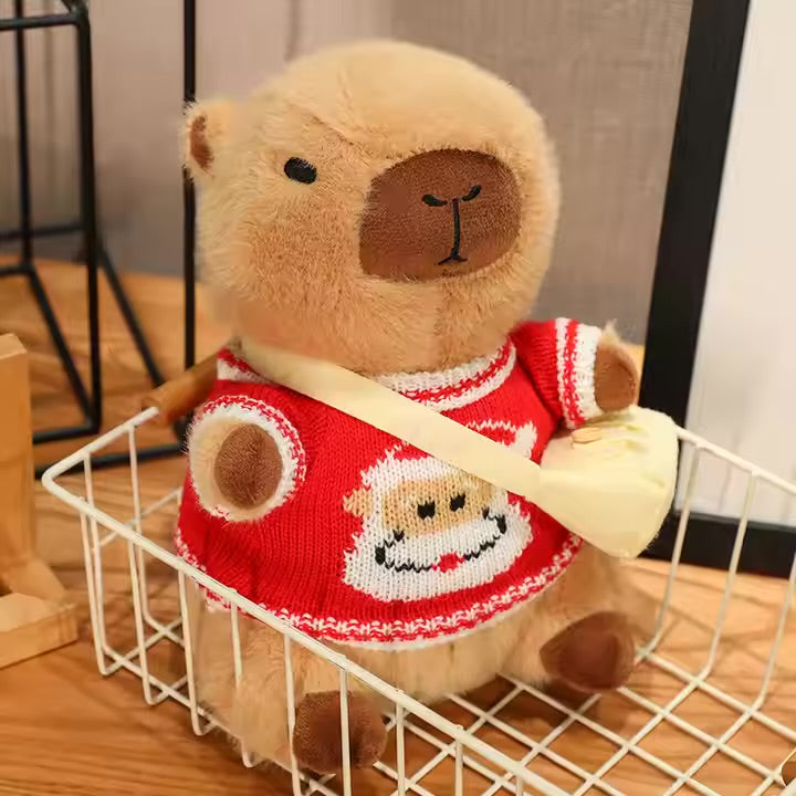 Kawaii Ugly Sweater Capybara Plushie with Messenger Bag