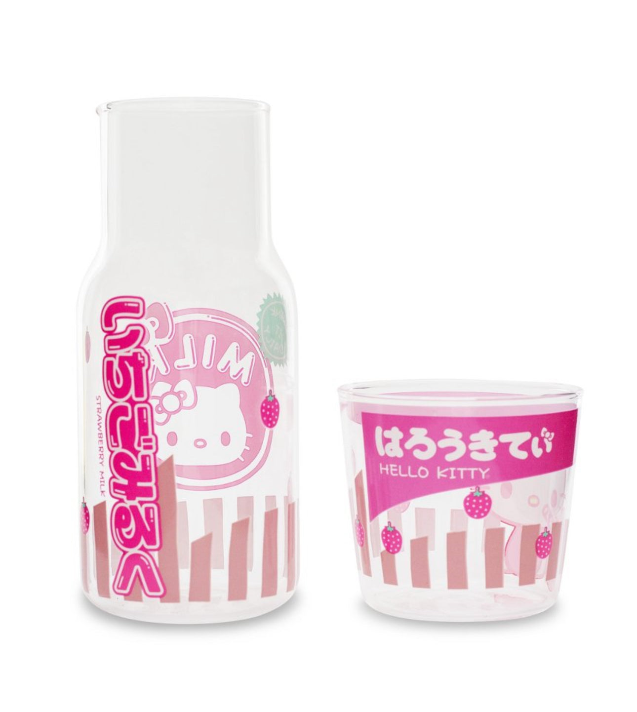 Hello Kitty Tokyo 18oz. Kawaii Glass Water Pitcher with Cup