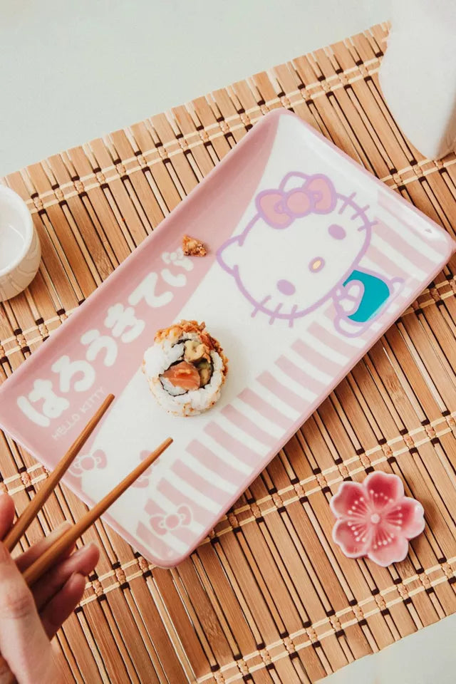 Hello Kitty Tokyo Pink Stripes Boxed 3pc Ceramic Sushi Set