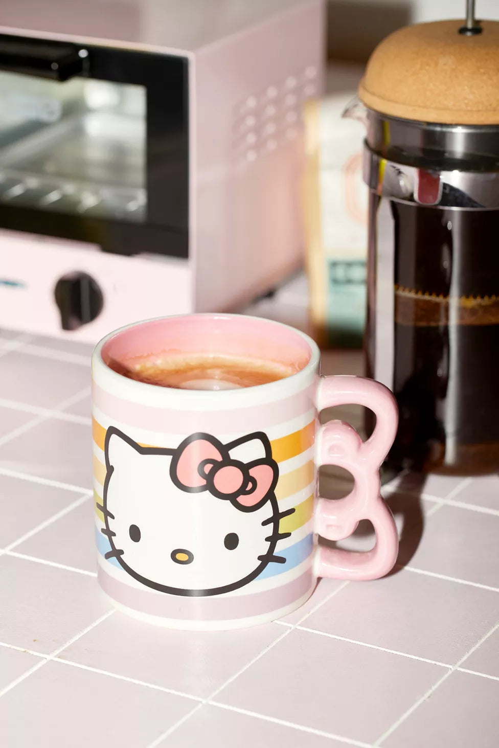 Hello Kitty Pastel Embossed 20oz Shaped Handle Ceramic Mug