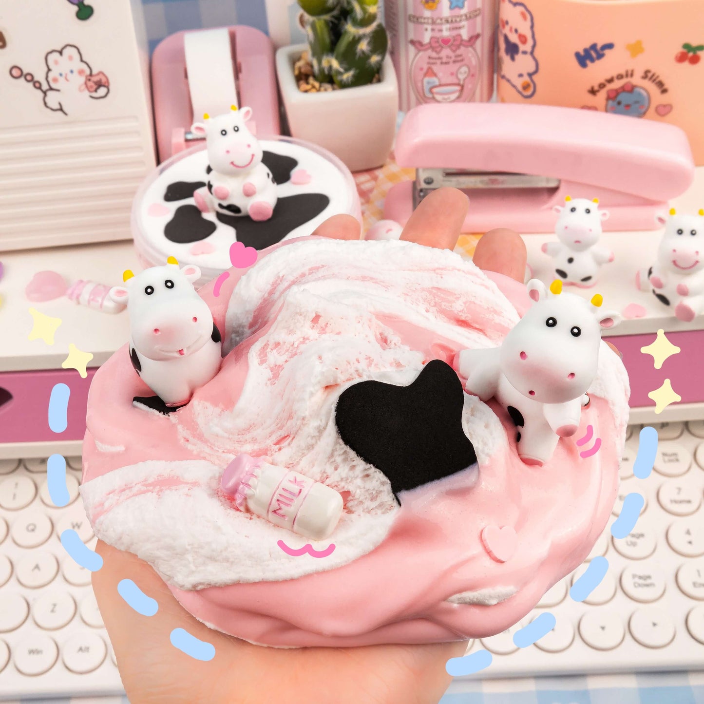 Kawaii Slime Co. Straw-Dairy Cow 2 Slimes in 1