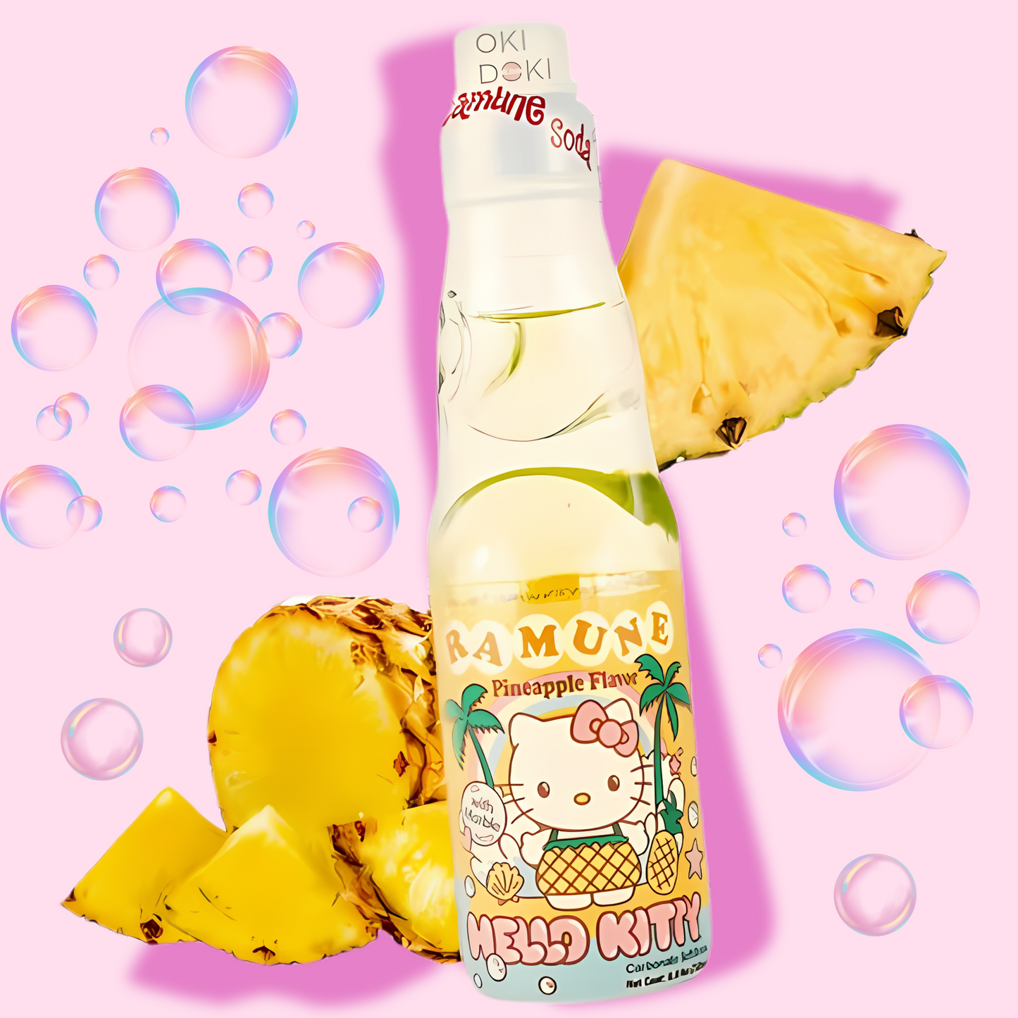 Hello Kitty Ramune Soda Drink - Pineapple 6.6 Oz