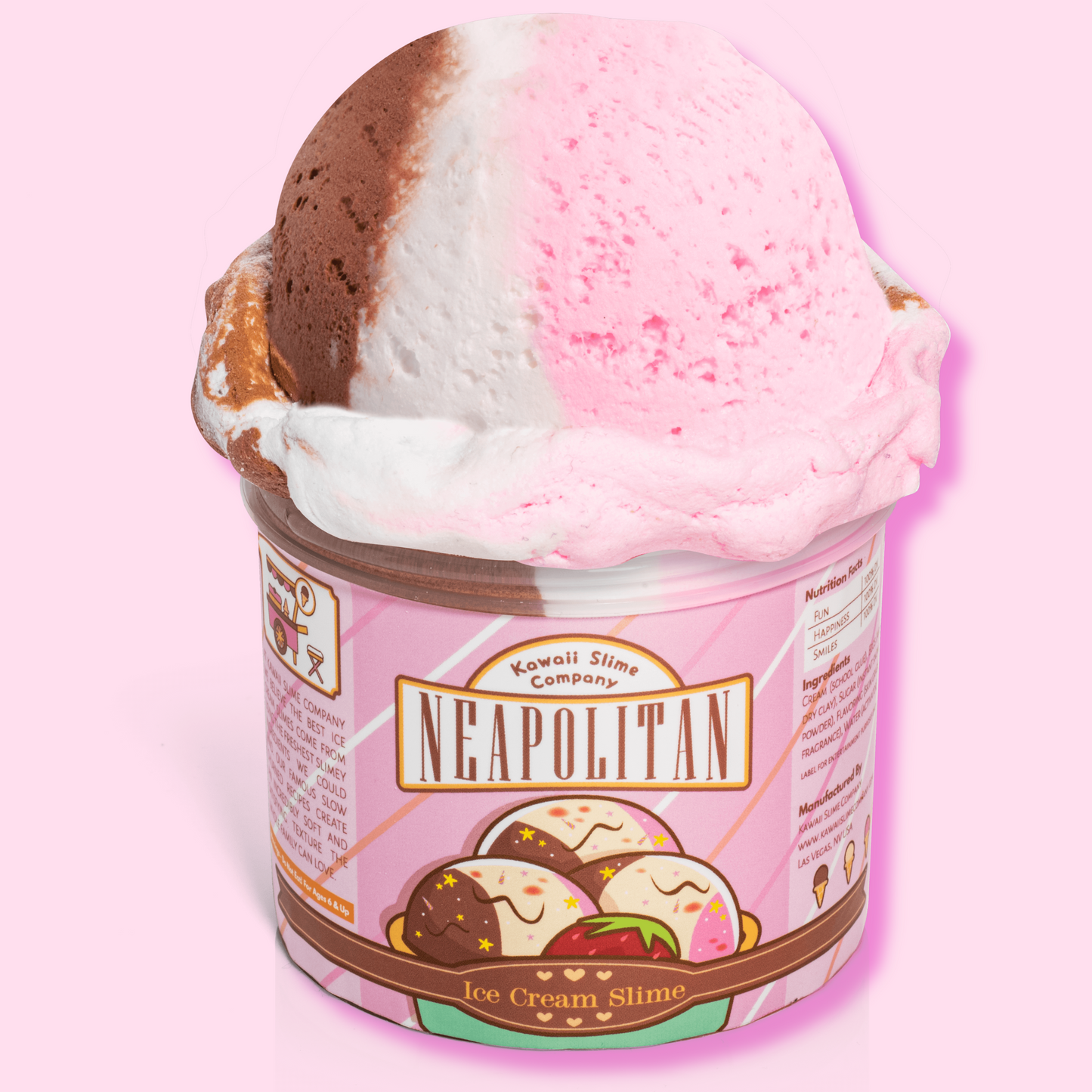 Kawaii Slime Co. Neapolitan Scented Ice Cream Pint Slime