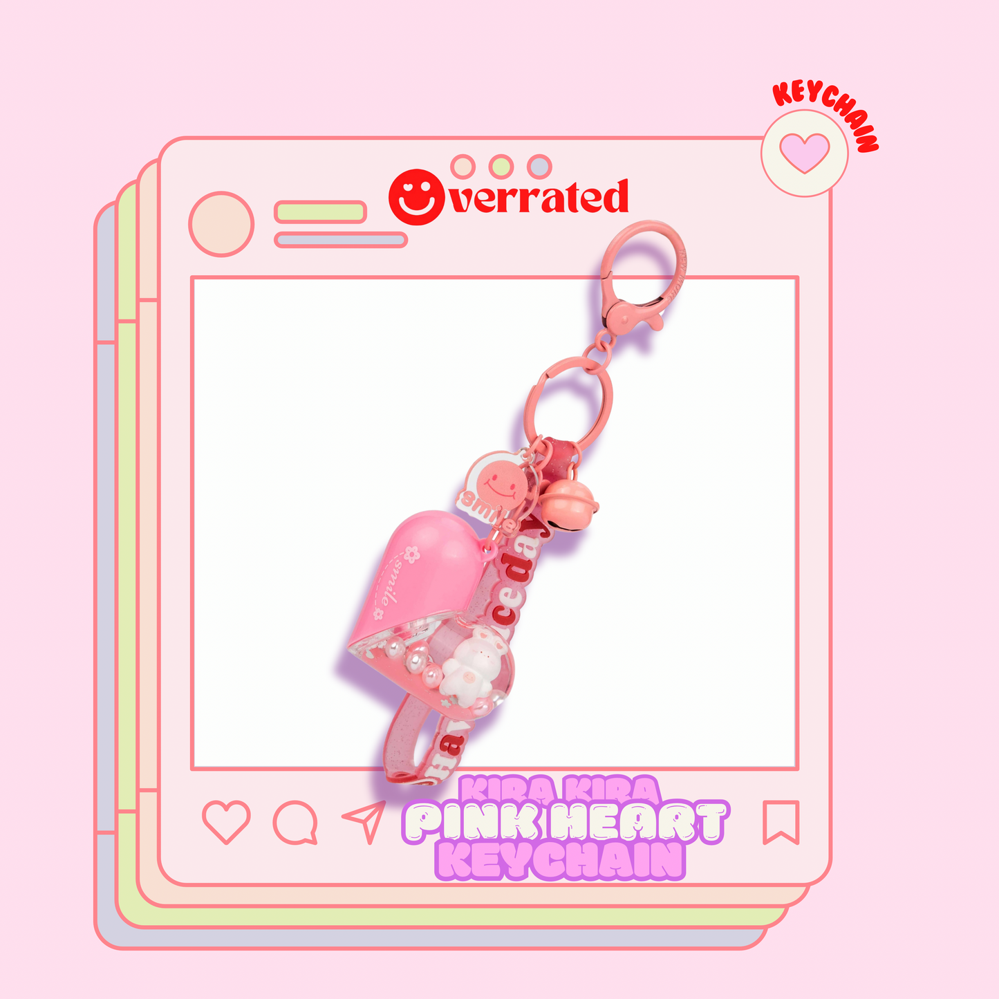 KIRA KIRA Pink Heart Flip Liquid Effect Sensory Keychain🩷