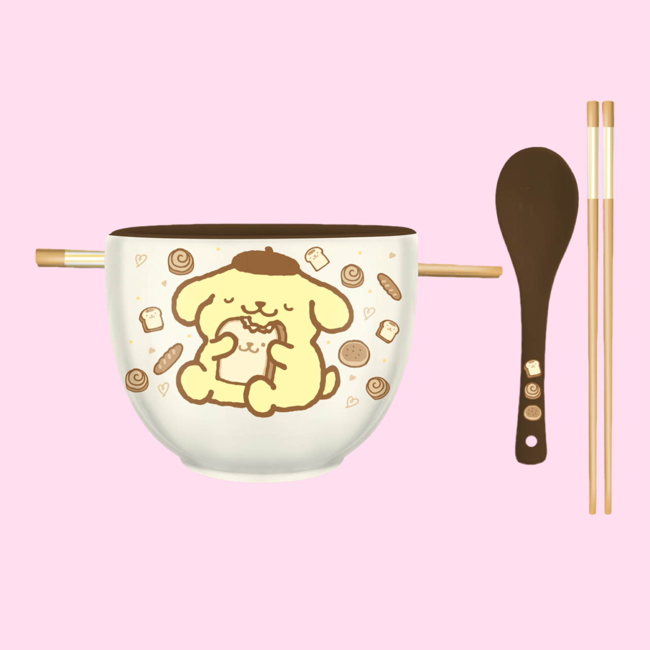 Pompompurin Love Eating Bread Boxed 20oz Ceramic Ramen Bowl