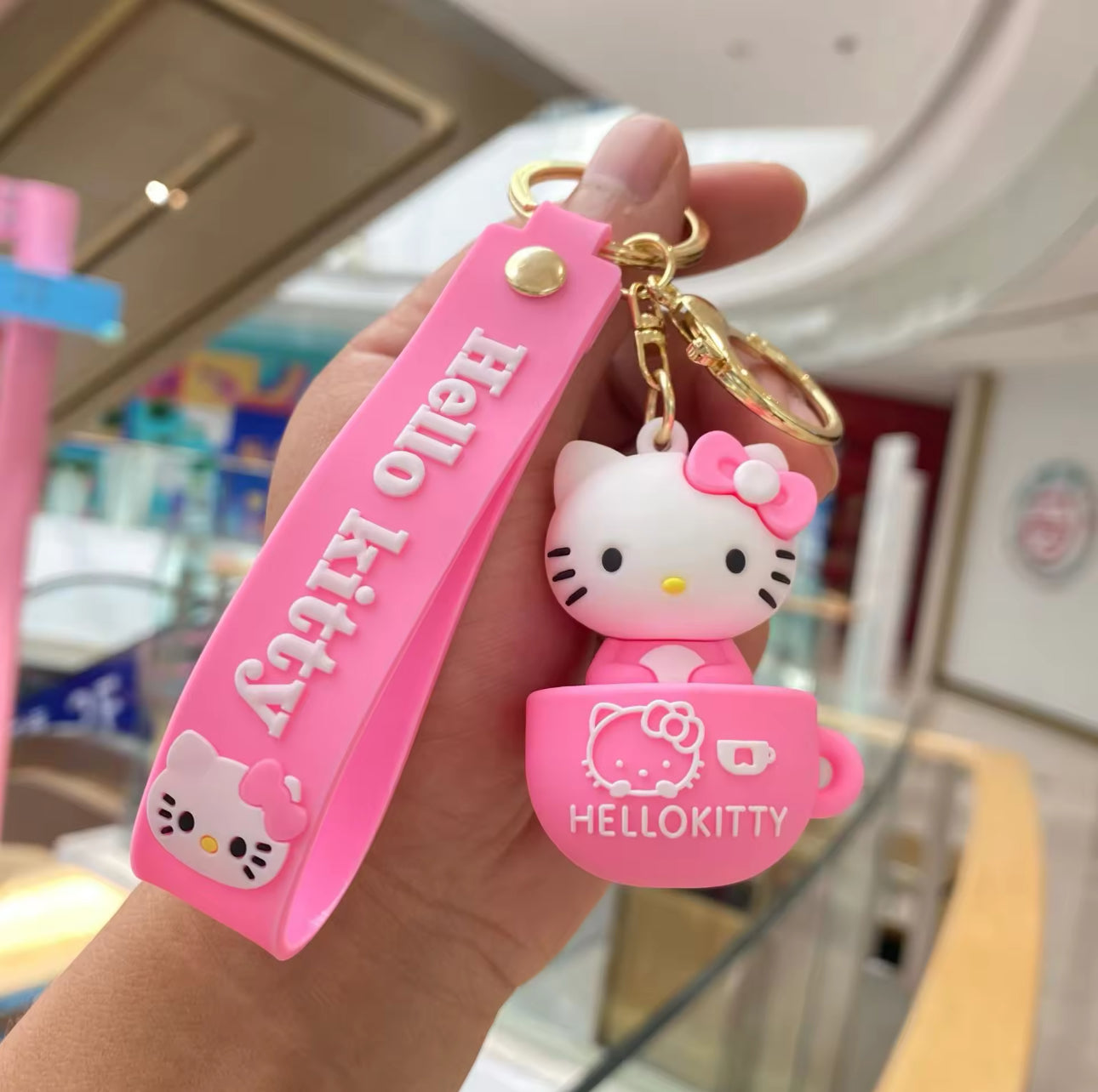 Sanrio Hello Kitty Kawaii Silicone Teacup Keychain