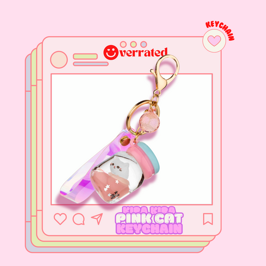 KIRA KIRA Pink Slimey Cat Liquid Effect Sensory Keychain Slime Cat