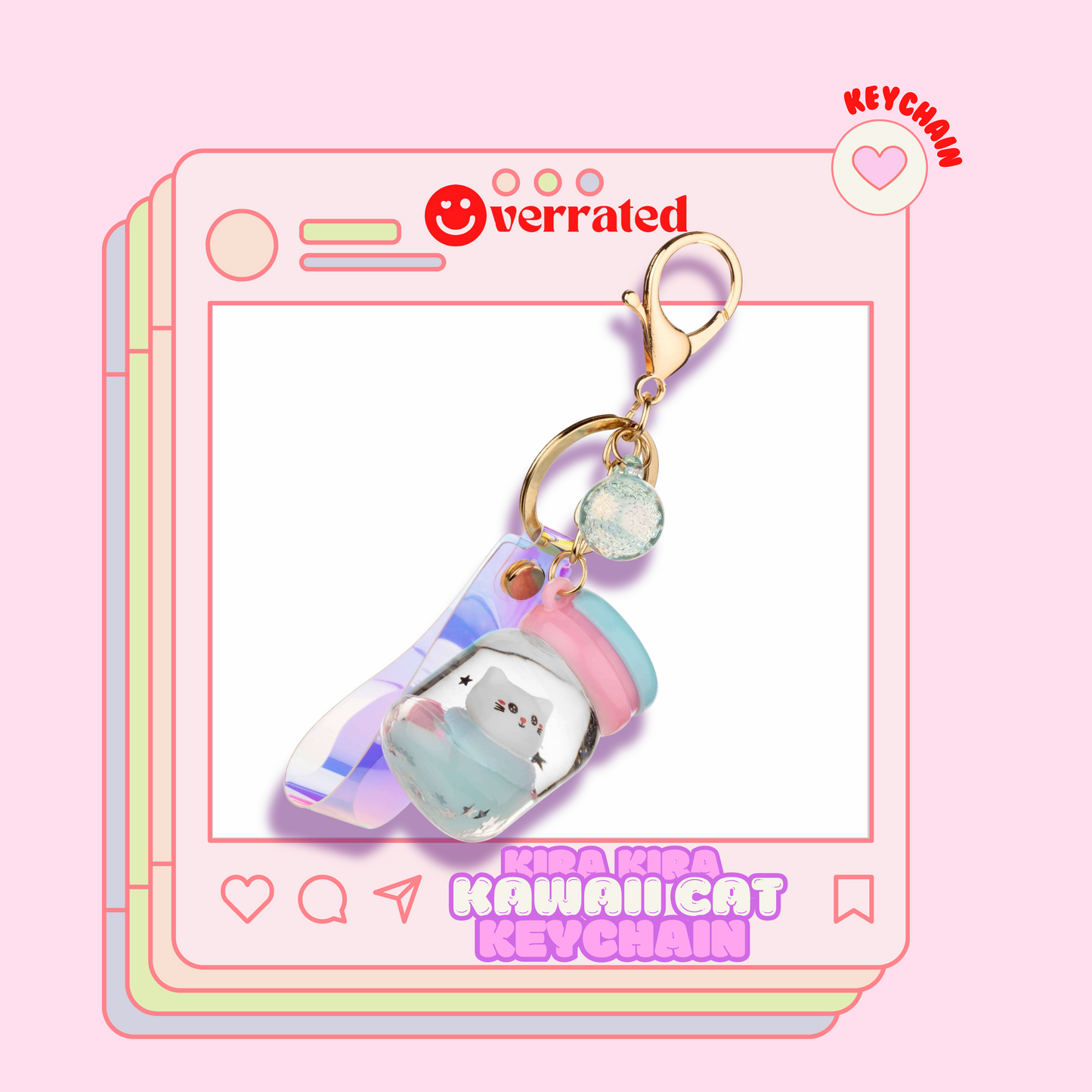 KIRA KIRA Blue Slimey Kawaii Cat Liquid Effect Sensory Keychain🩵