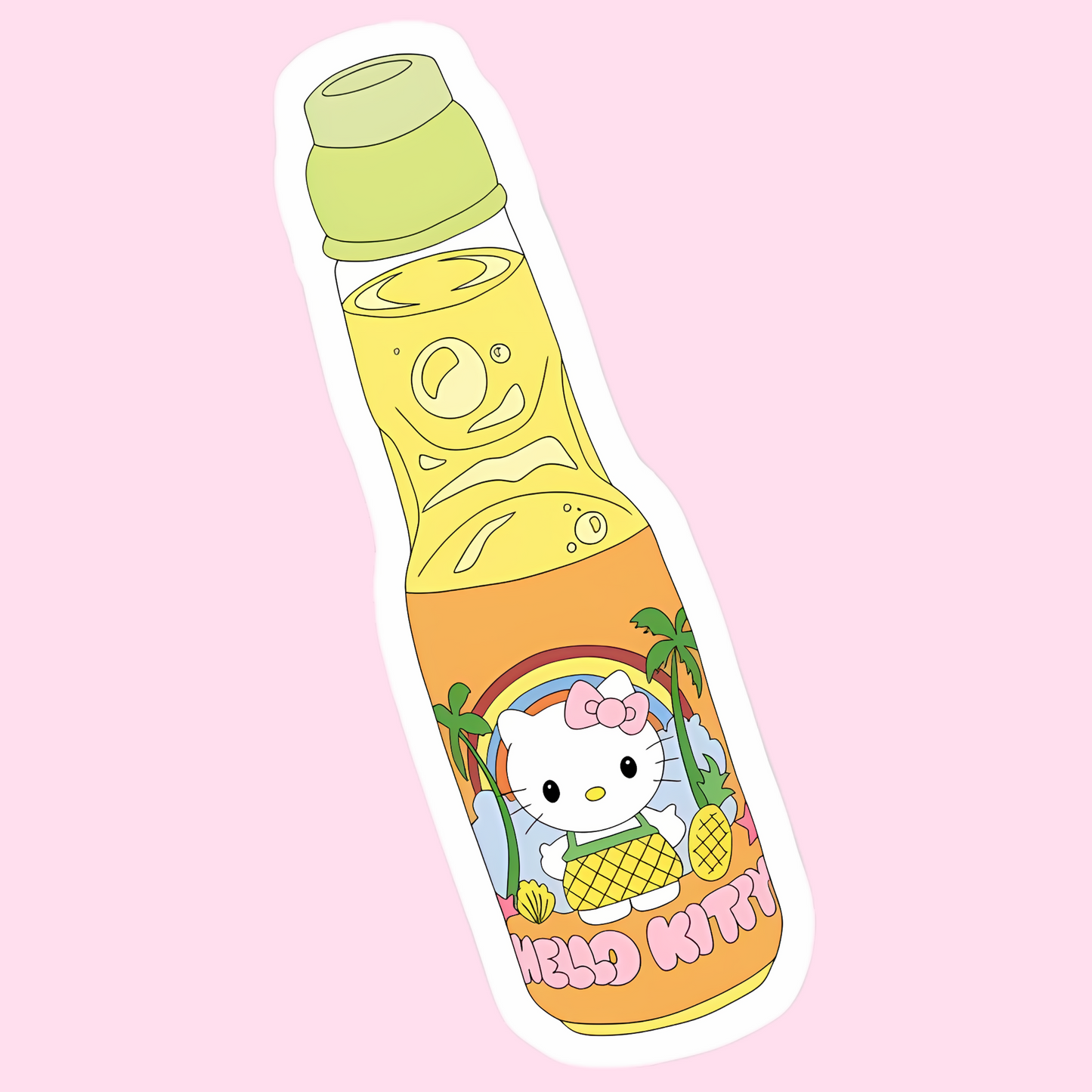 Hello Kitty Ramune Soda Drink - Pineapple 6.6 Oz