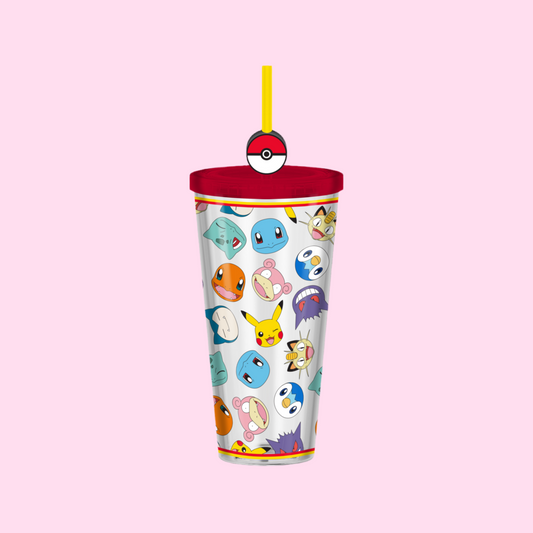 Pokemon Multi Character Head Toss AOP 24oz Plastic Cold Cup