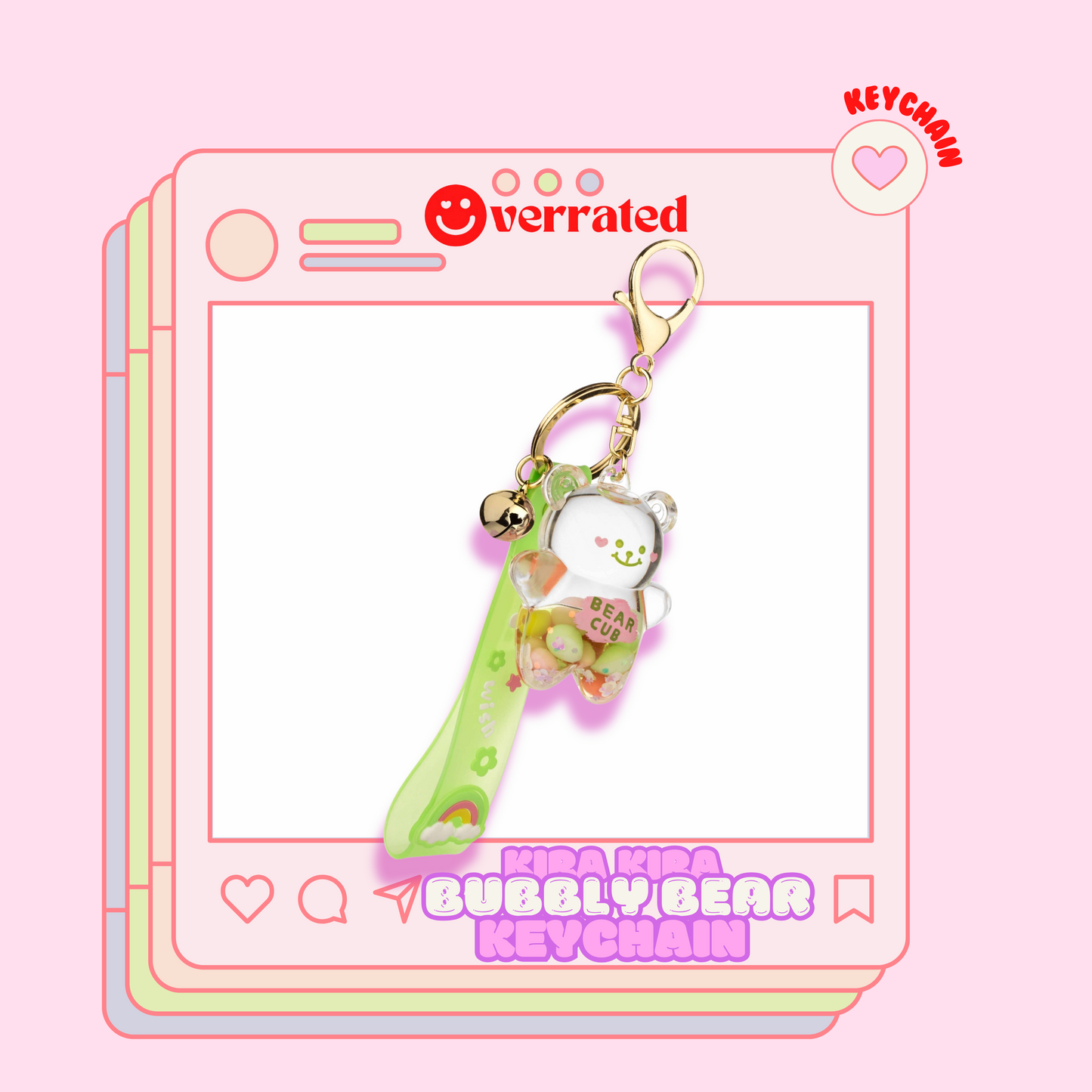 KIRA KIRA BUBBLY Bear Liquid Effect Sensory Keychain in Green💚