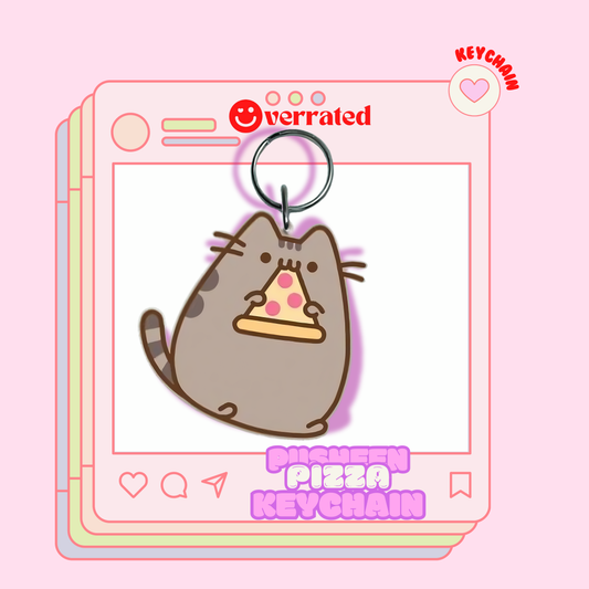 Pusheen X Pizza Rubber PVC Keychain