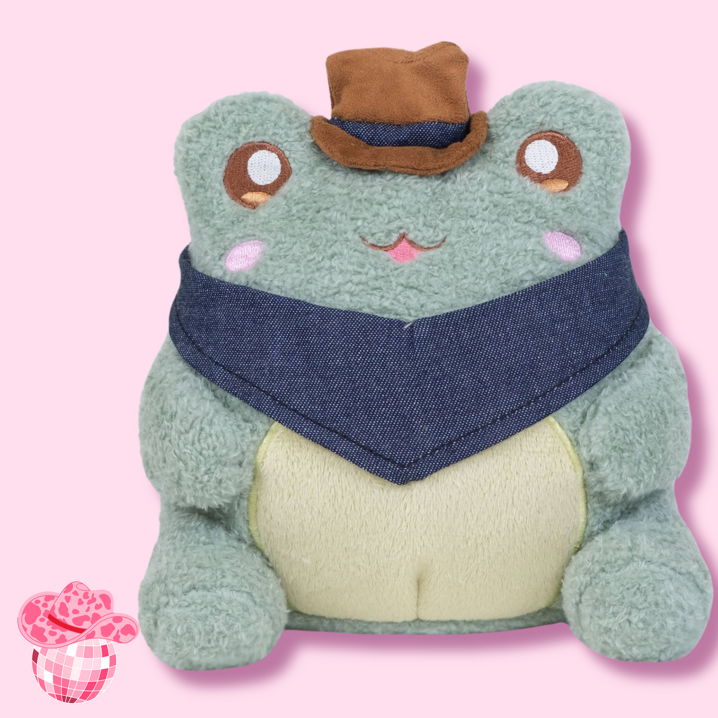 Cute Kawaii Lil Cowboy Wawa Frog Cartoon Soft Plush