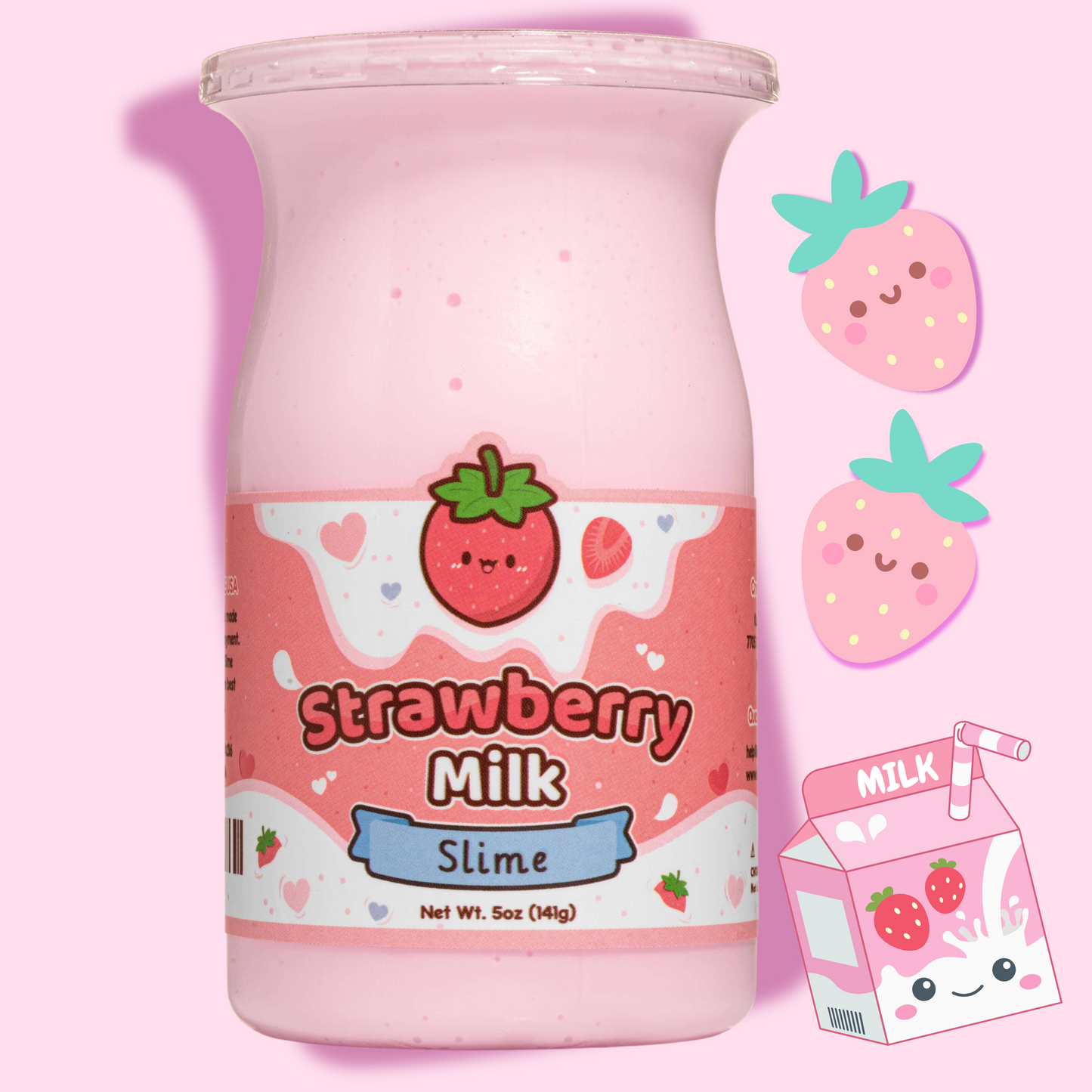 Kawaii Slime Co. Strawberry Milk Glossy Slime