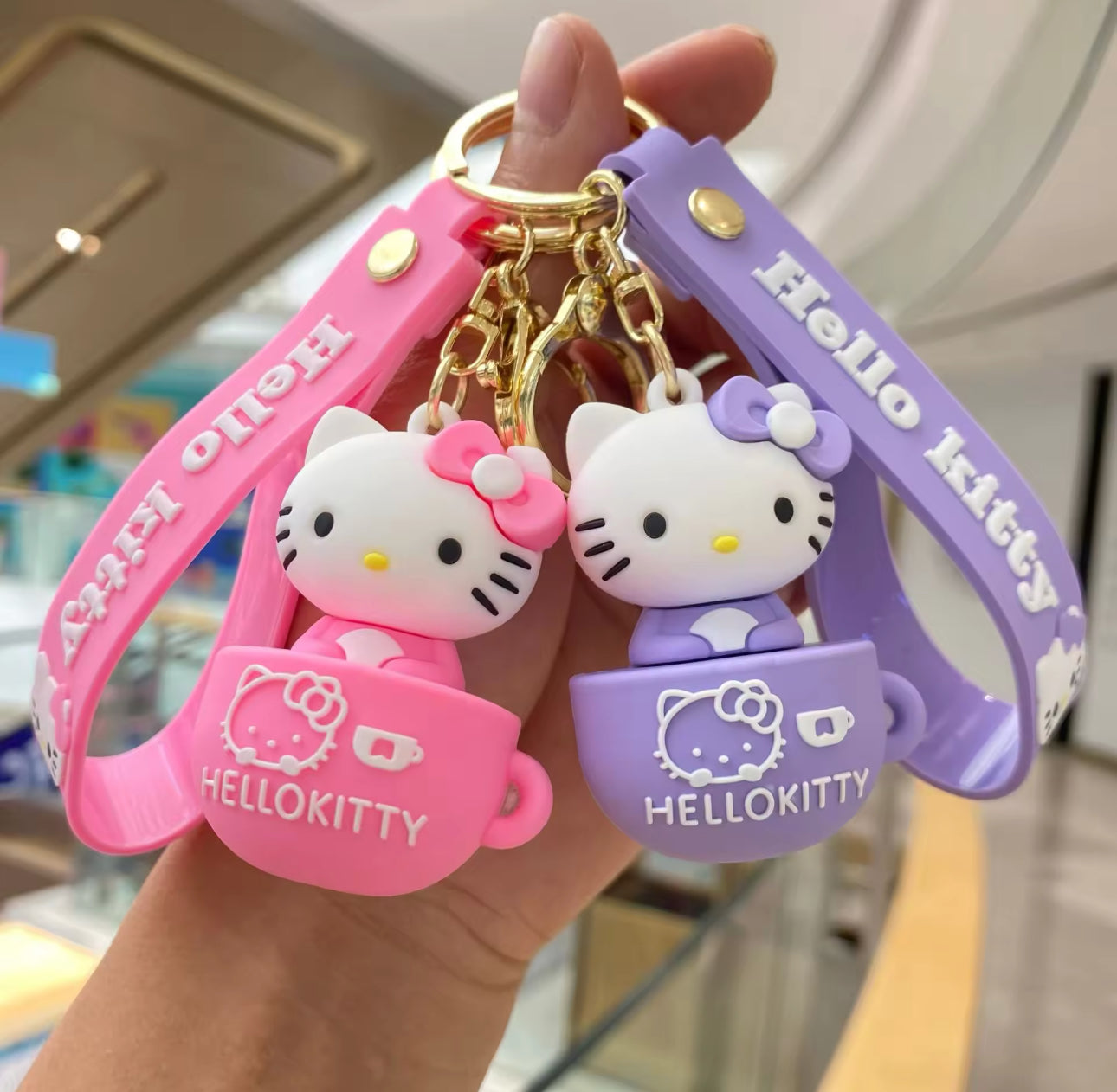 Sanrio Hello Kitty Kawaii Silicone Teacup Keychain