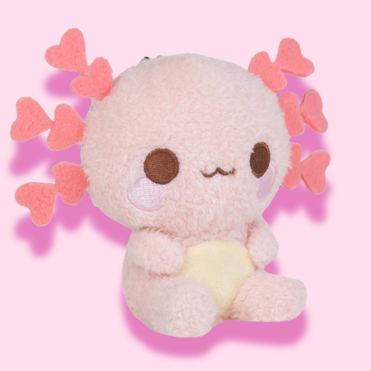 Mini Kawaii Lottie Keychain Pink Axolotl Plush Clip