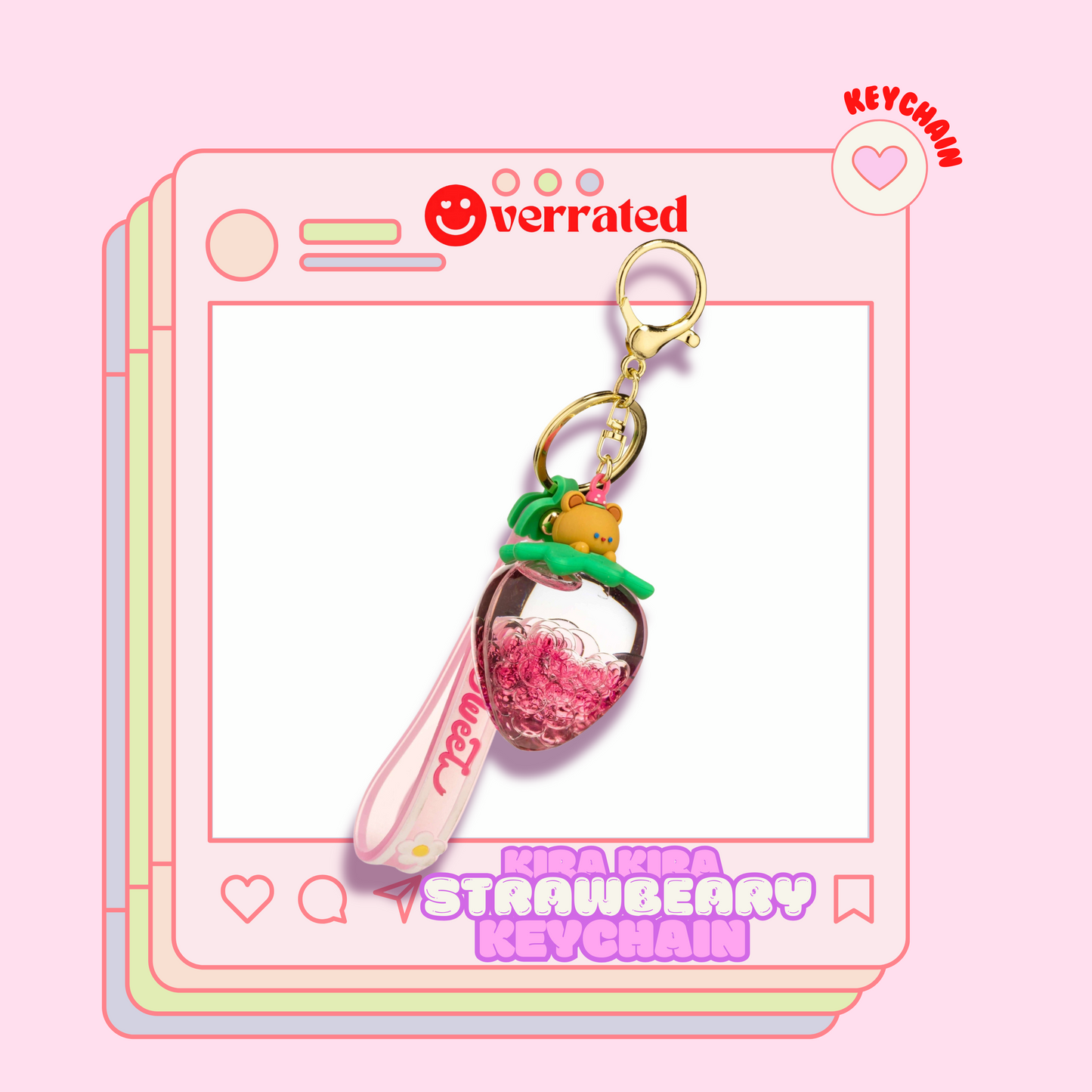 KIRA KIRA Sweet Strawberry Shape Liquid Sensory Keychain🍓