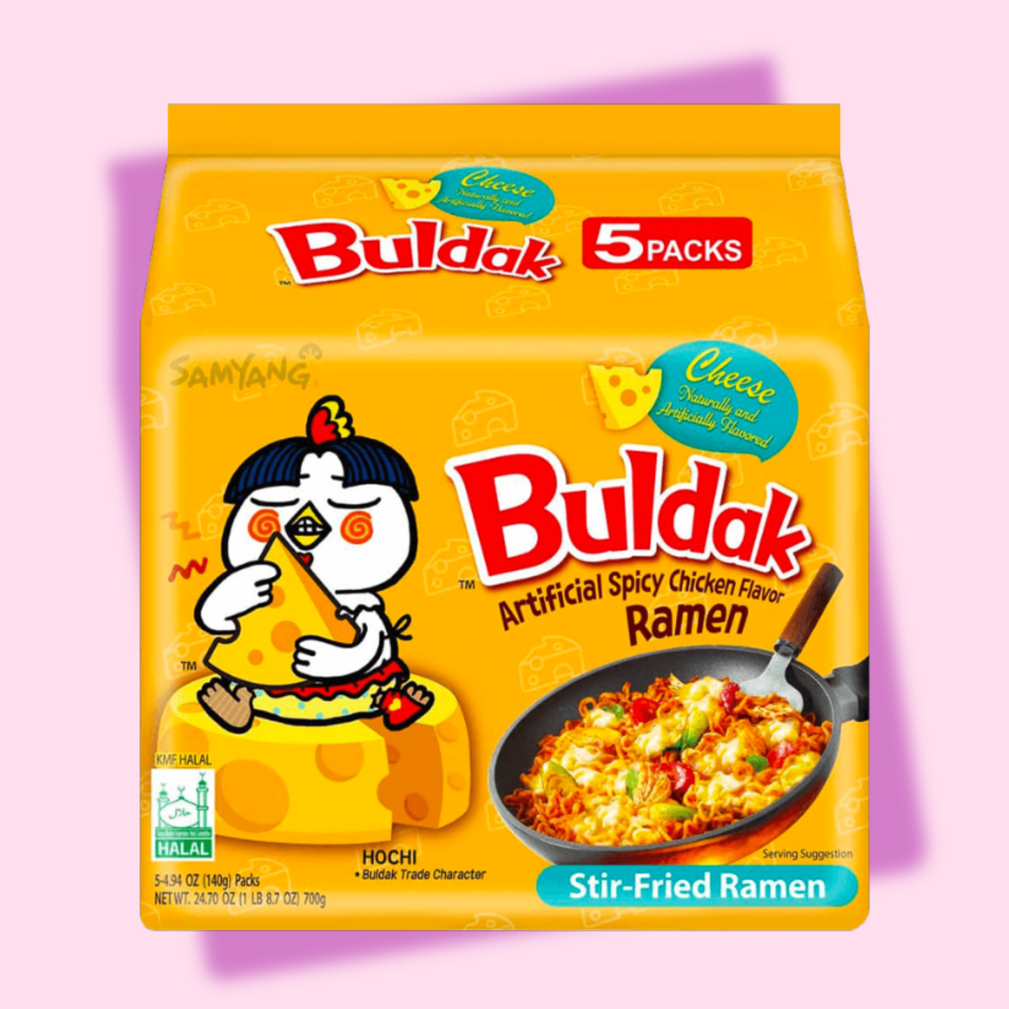 Samyang 5 Pack Buldak Hot Chicken Flavor With Cheese Flavor Ramen