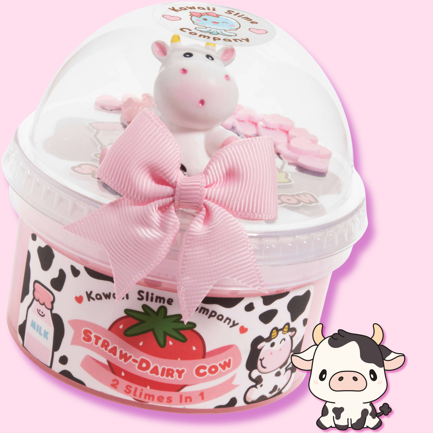 Kawaii Slime Co. Straw-Dairy Cow 2 Slimes in 1