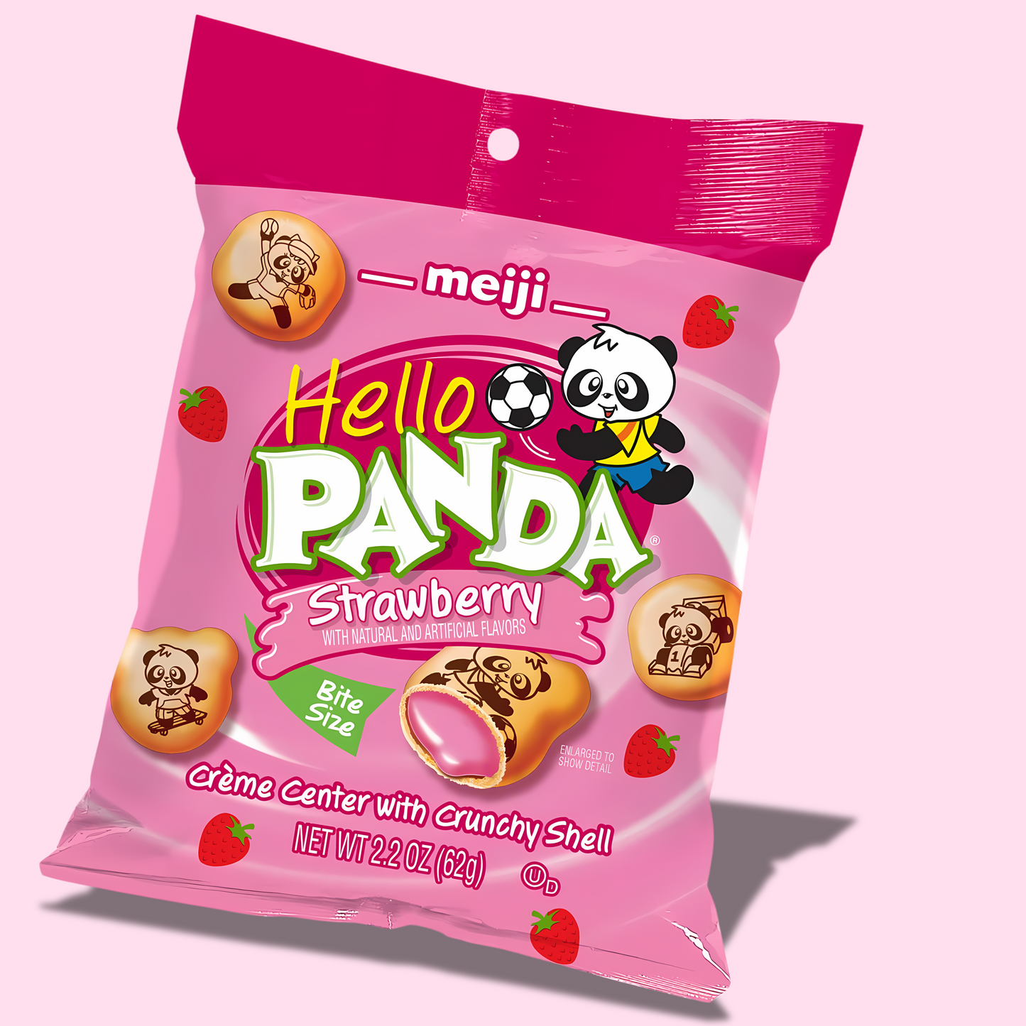 Meiji Hello Panda, Strawberry 2.2oz Bag,