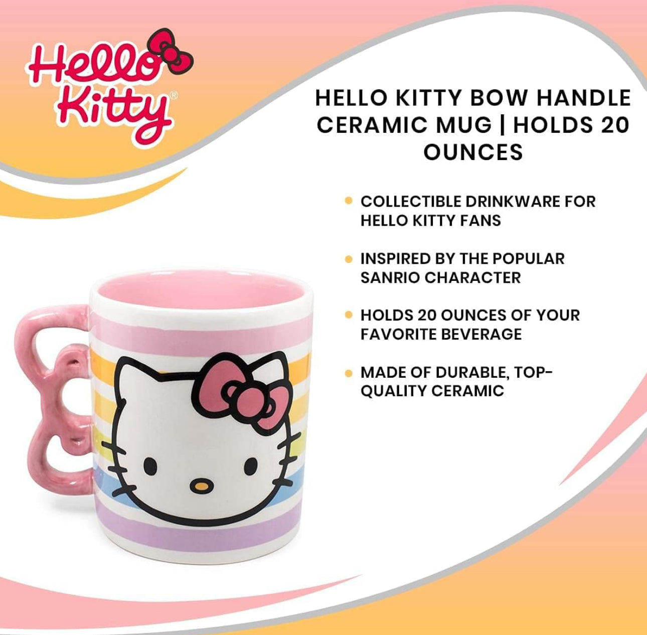 Hello Kitty 20oz Mug with Sculpted Bow Handle