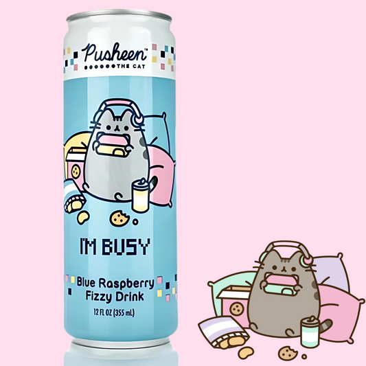 Pusheen I'm Busy Blue Raspberry fizzy Drink