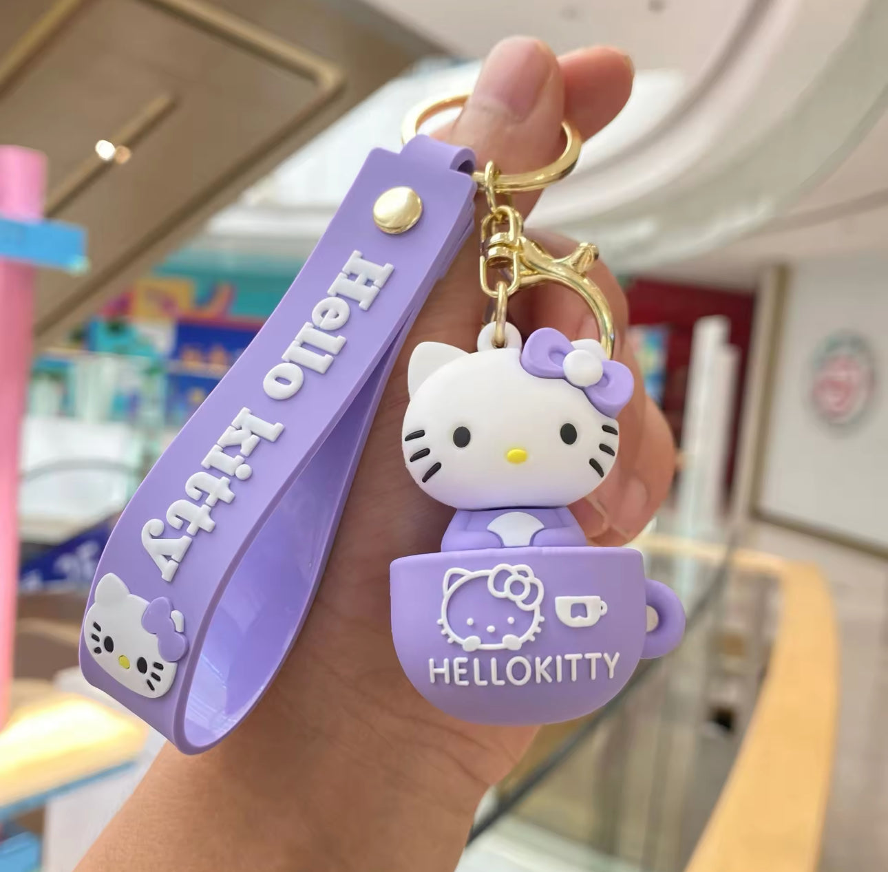 Sanrio Hello Kitty Kawaii Silicone Teacup Keychain