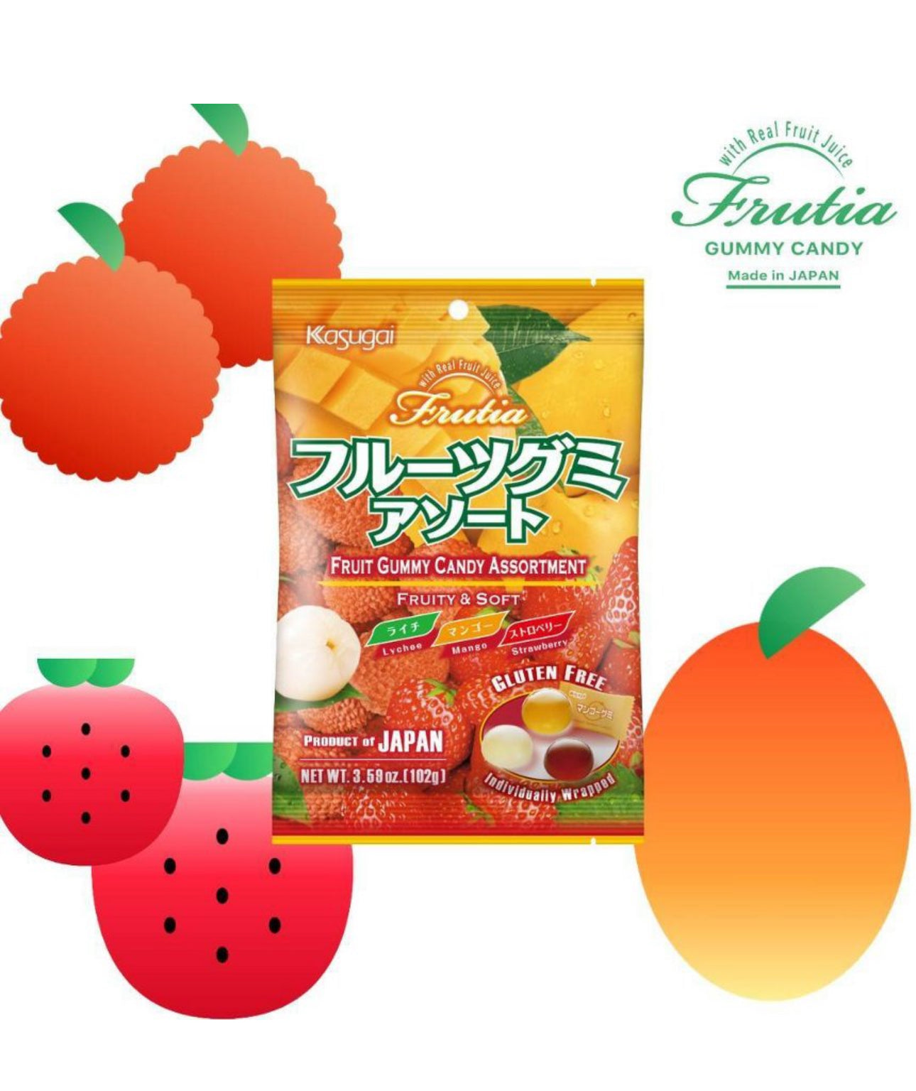 Kasugai Fruitia Tropical Gummy Candy Assortment Gummies