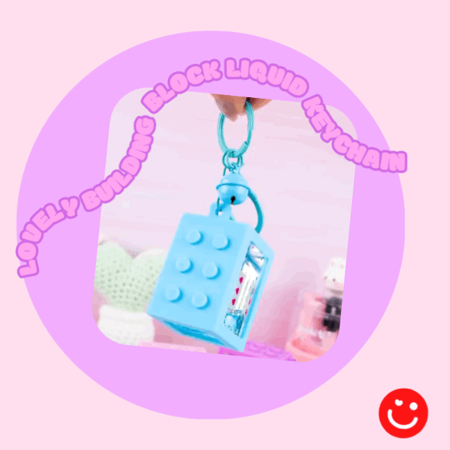 Kira Kira Lovely Blue Building Block Liquid Keychain