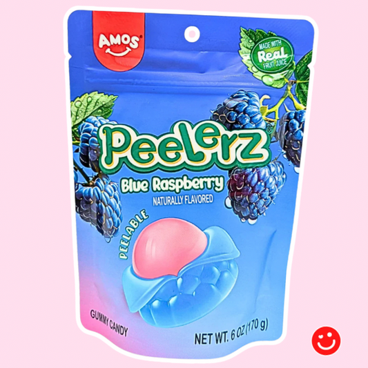 Blue raspberry gummy candy Peelerz 6oz chewy snack bag - Overrated Korean Beauty & More