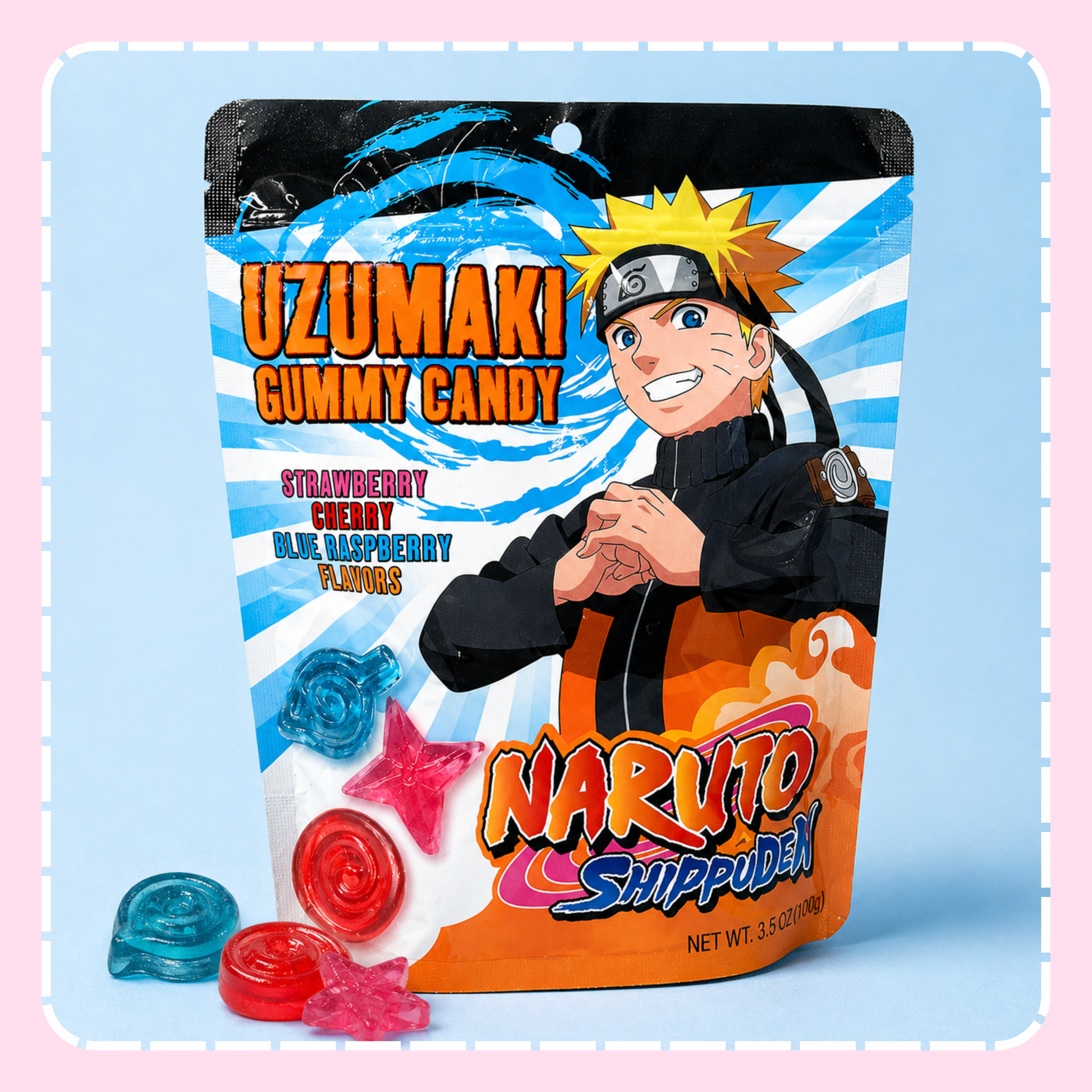 Anime gummy candy Naruto Uzumaki shaped fruit snack bag - Overrated Korean Beauty & More