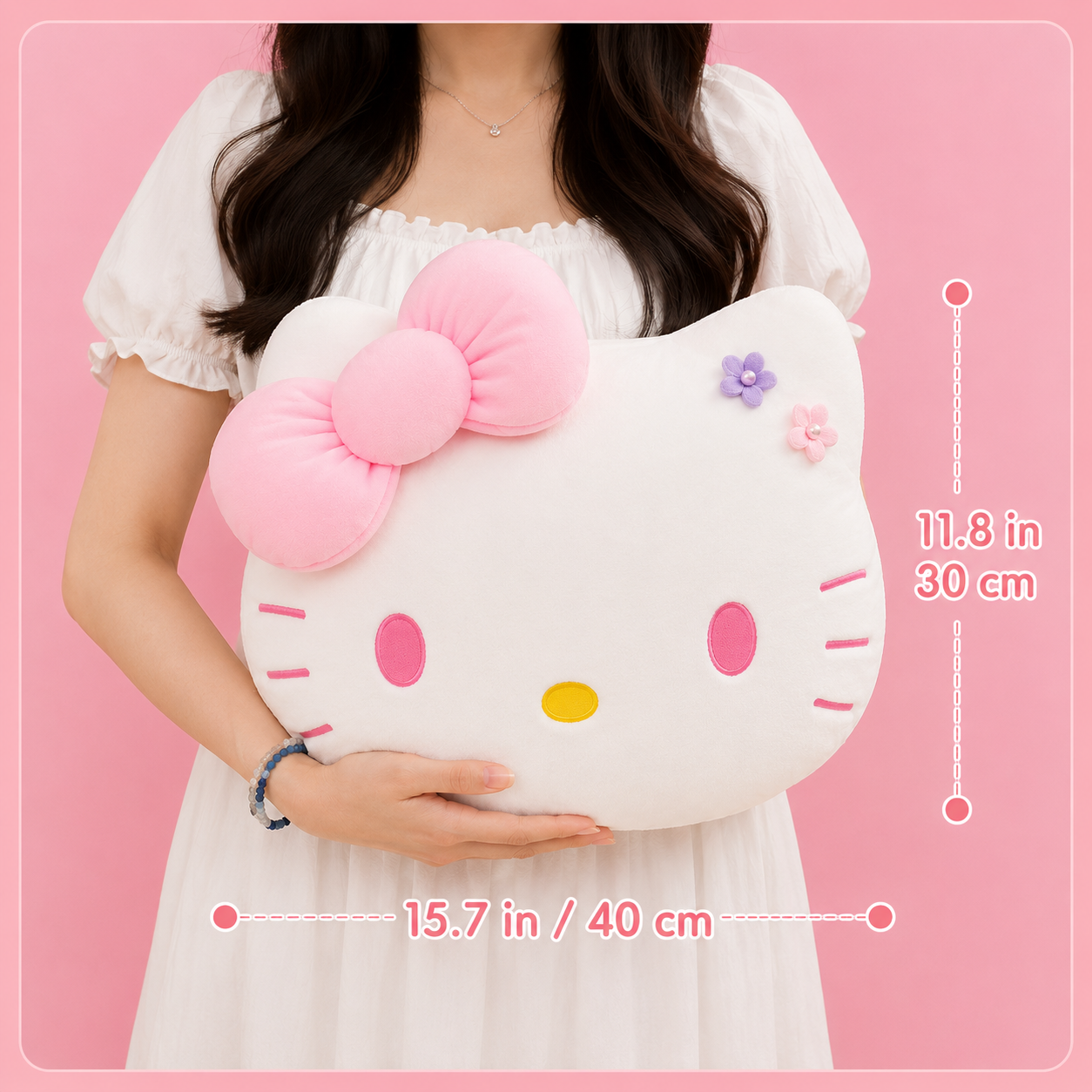 Hello Kitty Face Pink Plush Cushion