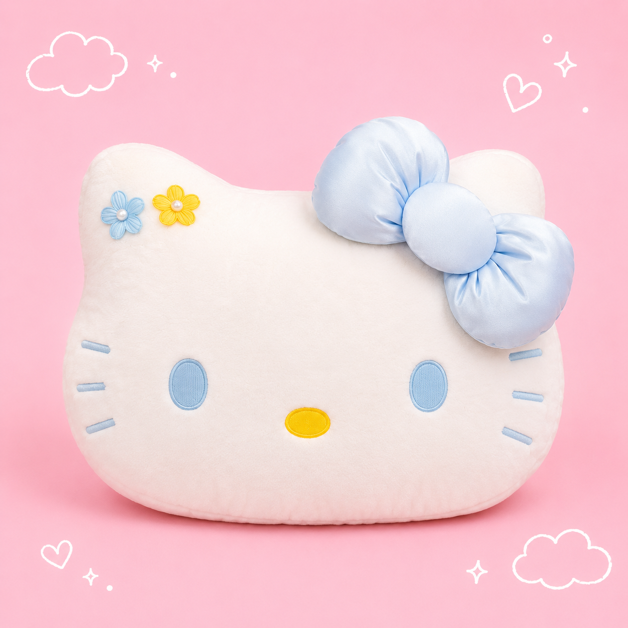 Blue Bow Hello Kitty Plush Pillow